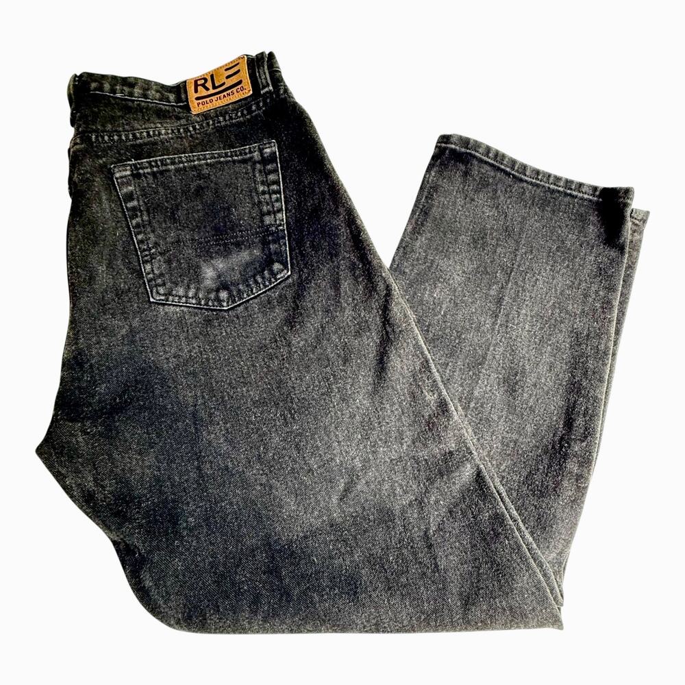 VTG Polo Ralph Lauren JEANS Men’s 36x30 Black Denim Classic Relaxed Straight Leg
